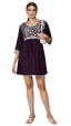 KOI SLEEPWEAR Beautiful Short Embroidered Dress WINE