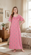 Pleated Floral Motif Lounge Gown