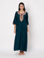 KOI SLEEPWEAR LissyBissy Cotton FLoral Embroidered 3/4th Sleeve Nightgown (Peacock Blue, L/XL)