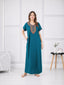 V-shaped Embroidery Night Gown