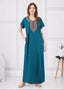 V-shaped Embroidery Night Gown