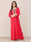 Flowerline Contrast Full Sleeve Night Gown