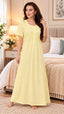 Women’s Floral Printed Embroidered Night Gown with Half Sleeves