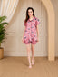 Satin Short Night suit with Beautiful Rose Pattern