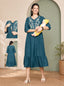 Elegant Floral Embroidered Ruffle Hem Night Gown