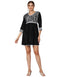 KOI SLEEPWEAR Beautiful Short Embroidered Dress BLACK