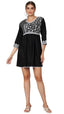 KOI SLEEPWEAR Beautiful Short Embroidered Dress BLACK
