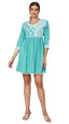 KOI SLEEPWEAR Beautiful Short Embroidered Dress SKYBLUE
