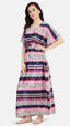 Satin Kaftan Nightgown with Multi Color Print