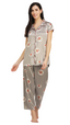Satin Rose flower bunch long Night Suit