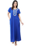 White Contrast Embroidery Night Gowns