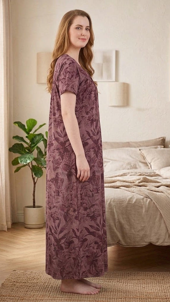 Classic A-Line Yoke Buttoned Lounge Gown