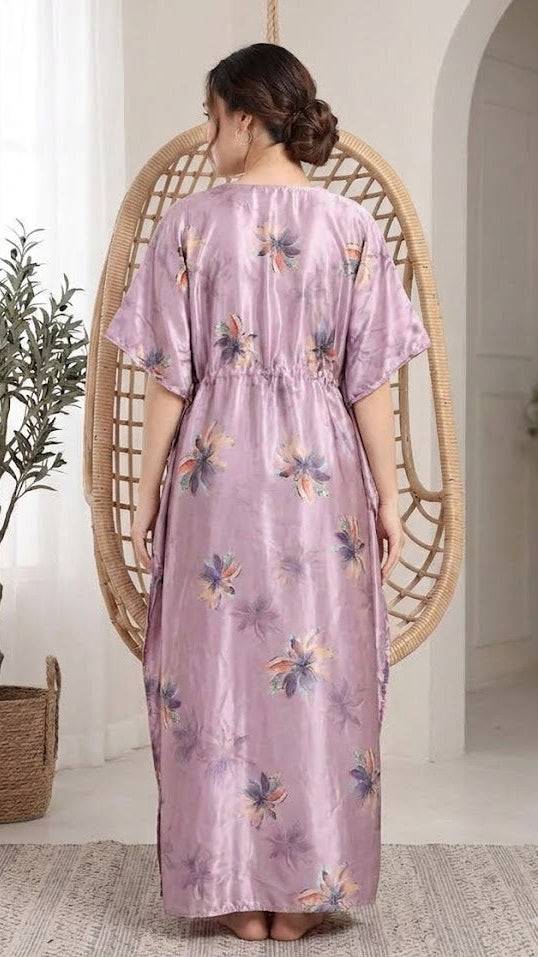 Itanlian Satin Flower Print Kaftan Secondary image