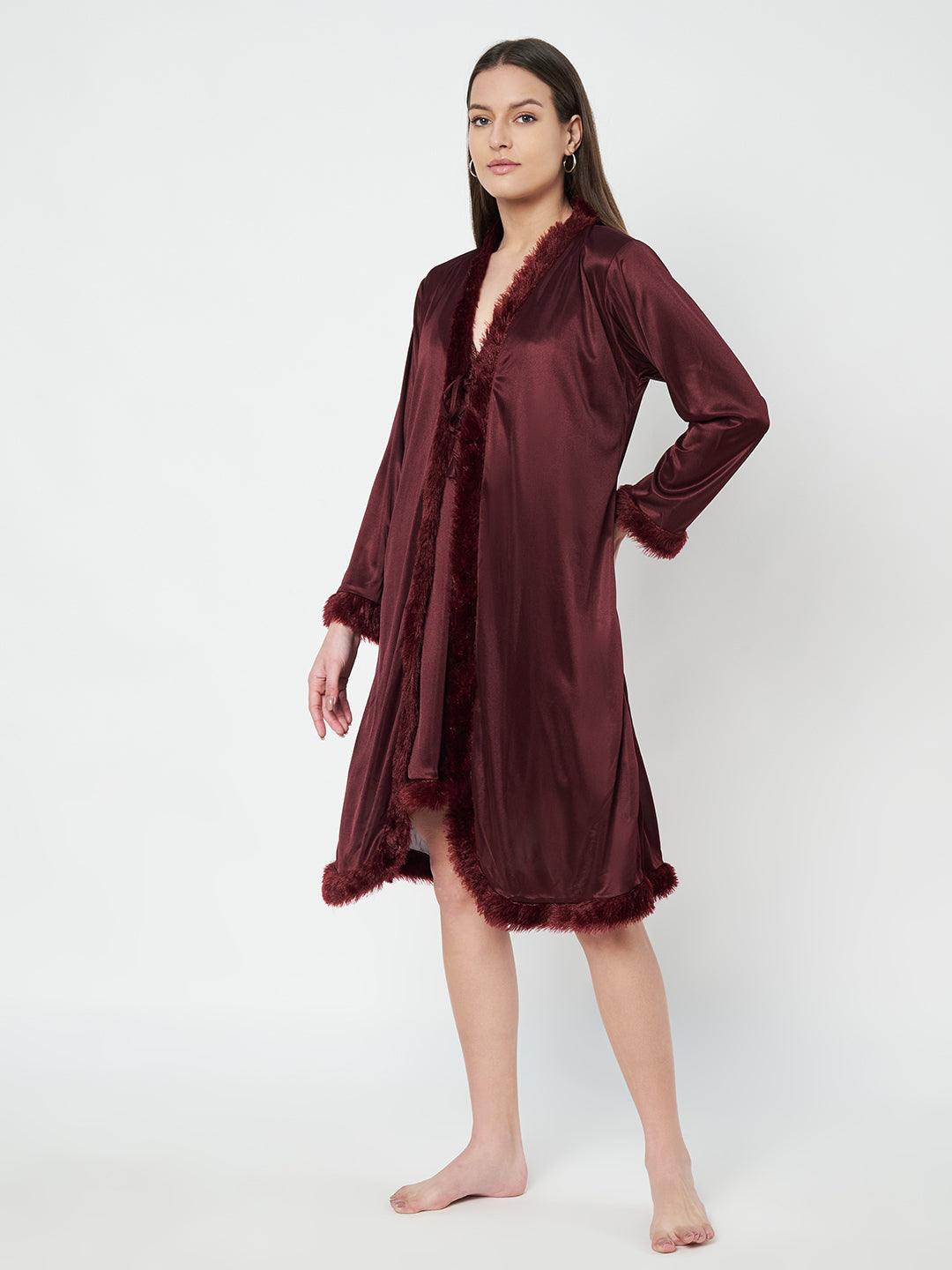 KOI SLEEPWEAR Satin Nightdress with Lace Detail