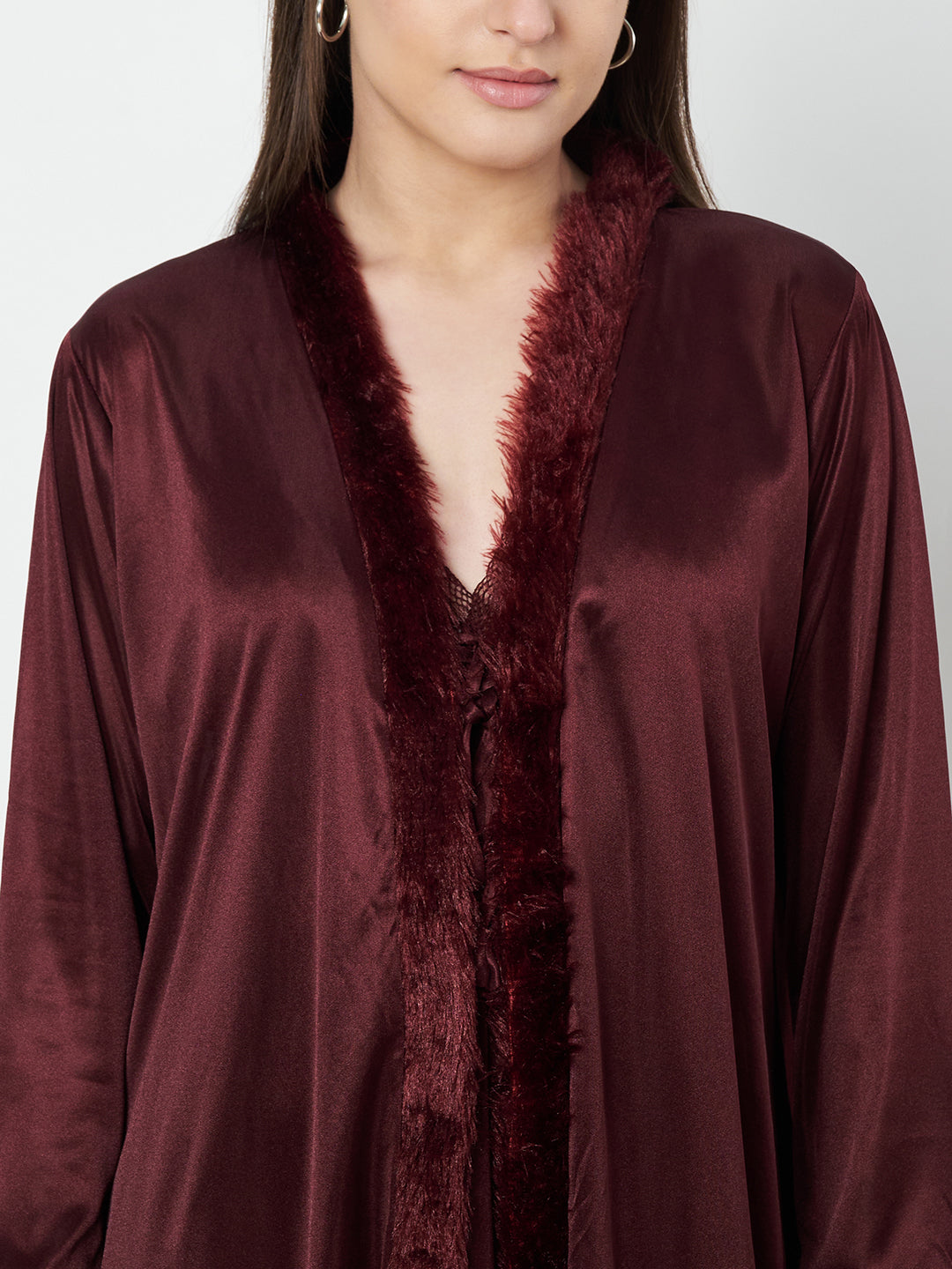 KOI SLEEPWEAR Satin Nightdress with Lace Detail