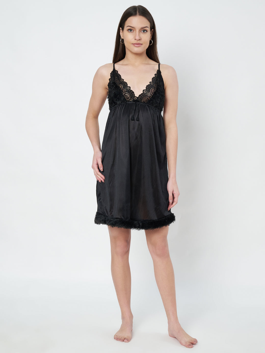 KOI SLEEPWEAR Satin Nightdress with Lace Detail