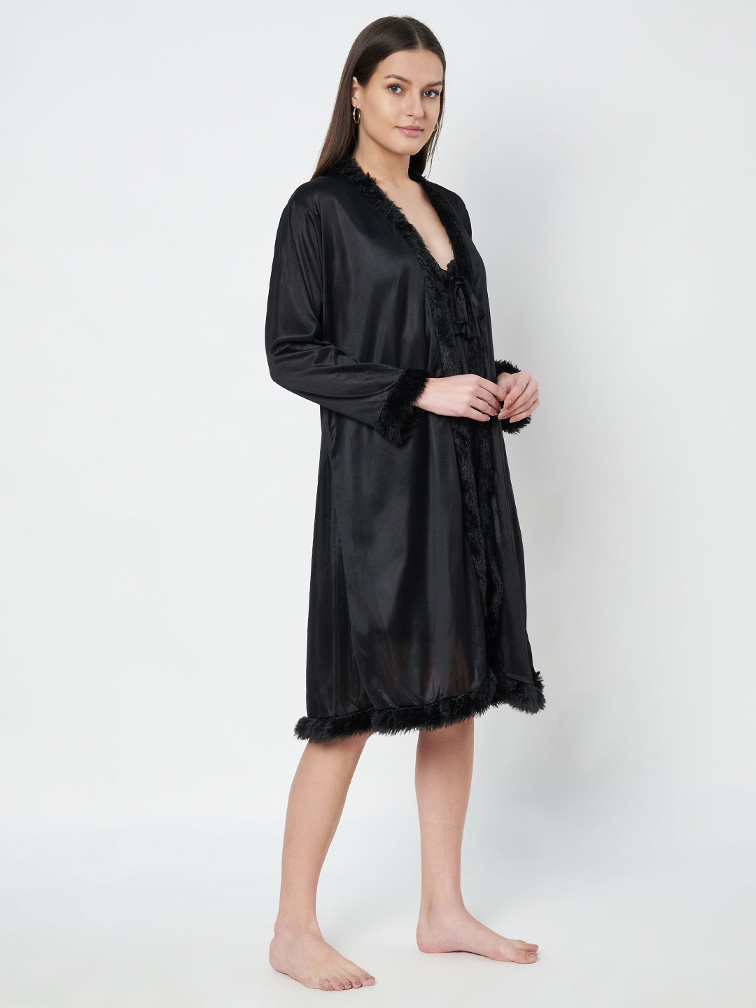 KOI SLEEPWEAR Satin Nightdress with Lace Detail