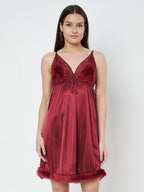 KOI SLEEPWEAR Satin Nightdress with Lace Detail
