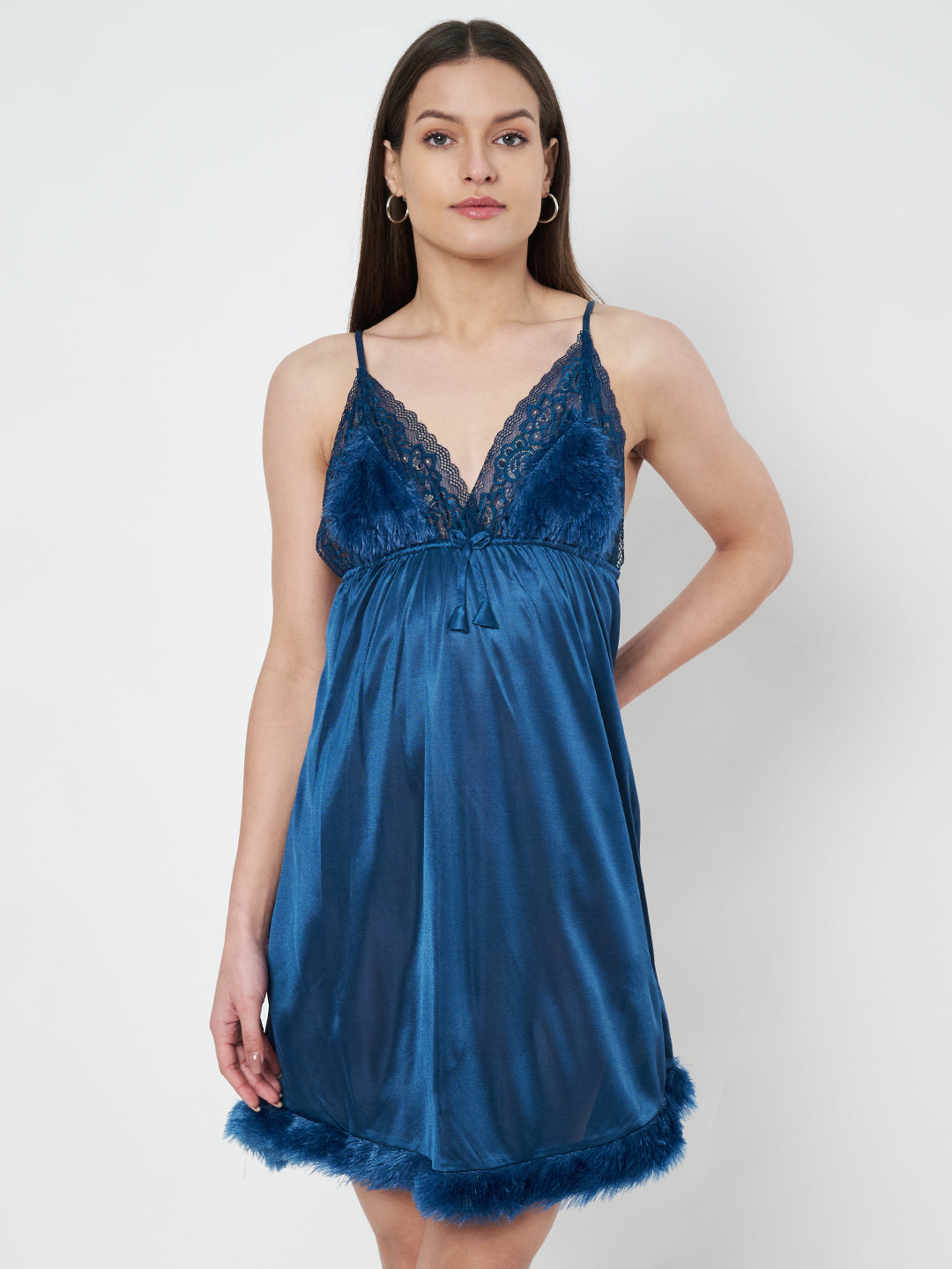 KOI SLEEPWEAR Satin Nightdress with Lace Detail