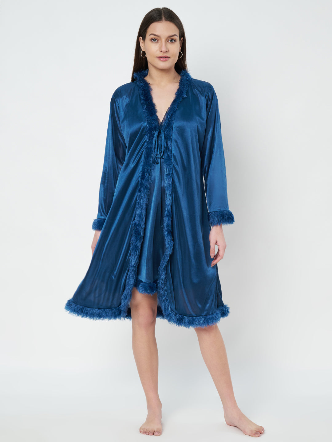 KOI SLEEPWEAR Satin Nightdress with Lace Detail