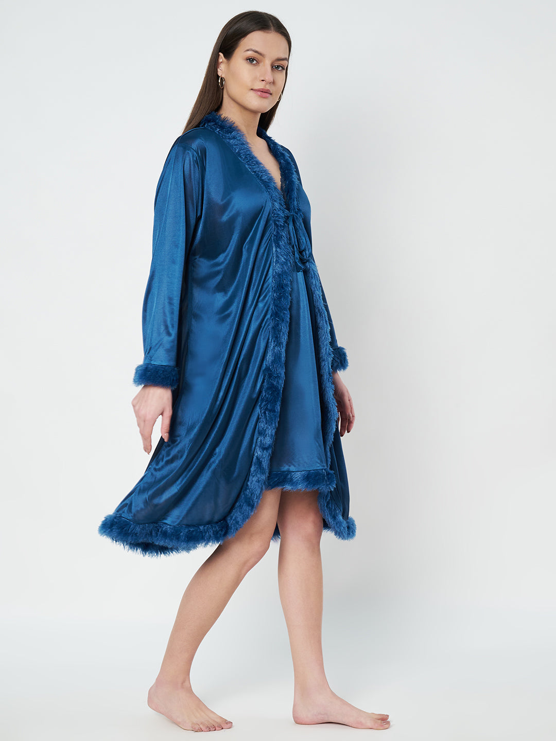 KOI SLEEPWEAR Satin Nightdress with Lace Detail