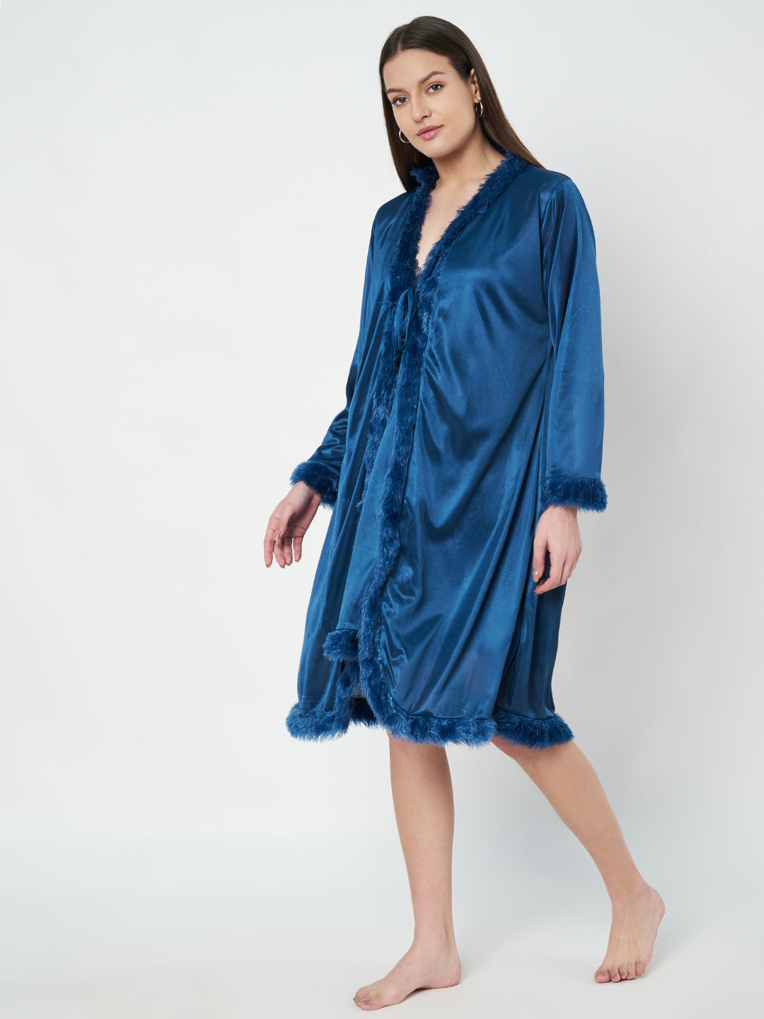 KOI SLEEPWEAR Satin Nightdress with Lace Detail
