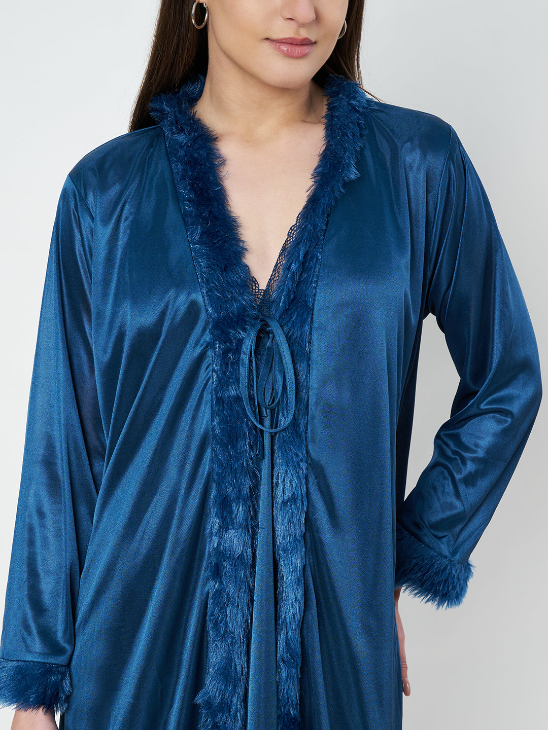 KOI SLEEPWEAR Satin Nightdress with Lace Detail