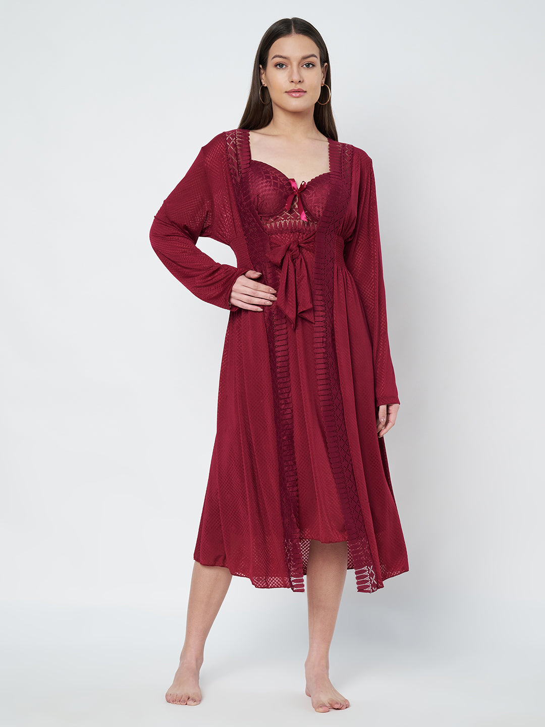 KOI SLEEPWEAR Premium Modal Nighty with Robe Main image