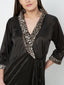 KOI SLEEPWEAR Satin Wrap Maxi Nightgown with Leopard Print