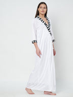 KOI SLEEPWEAR Satin Wrap Maxi Nightgown with Leopard Print