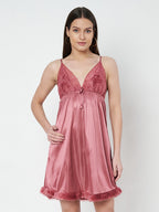 KOI SLEEPWEAR Satin Nightdress with Lace Detail