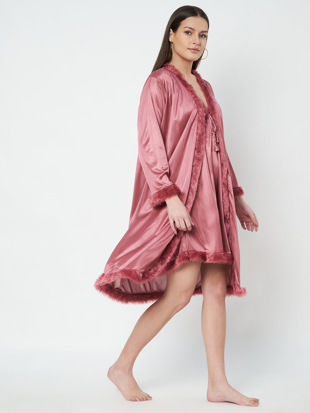 KOI SLEEPWEAR Satin Nightdress with Lace Detail