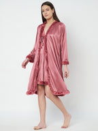 KOI SLEEPWEAR Satin Nightdress with Lace Detail