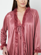 KOI SLEEPWEAR Satin Nightdress with Lace Detail
