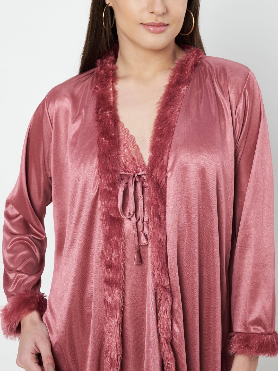 KOI SLEEPWEAR Satin Nightdress with Lace Detail
