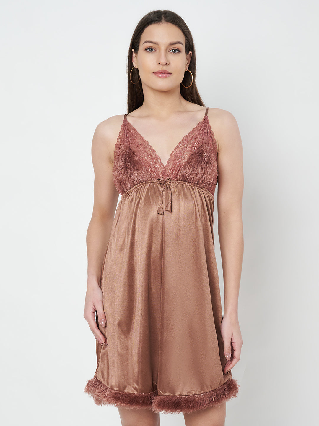 KOI SLEEPWEAR Satin Nightdress with Lace Detail