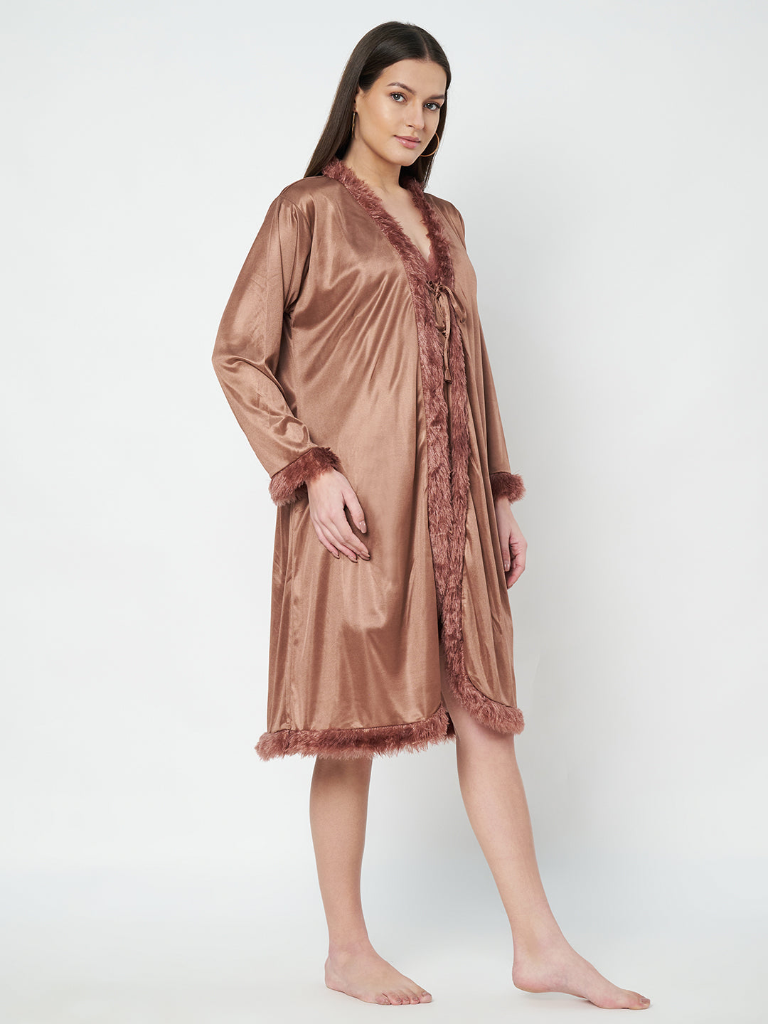 KOI SLEEPWEAR Satin Nightdress with Lace Detail