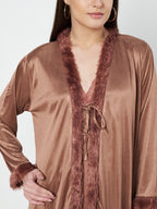 KOI SLEEPWEAR Satin Nightdress with Lace Detail
