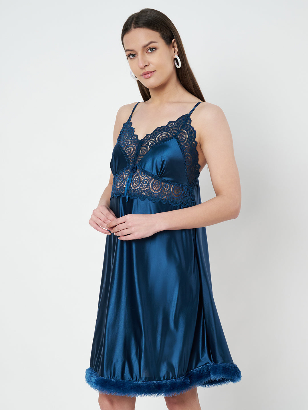 KOI SLEEPWEAR Satin Nighty with Lace Detail
