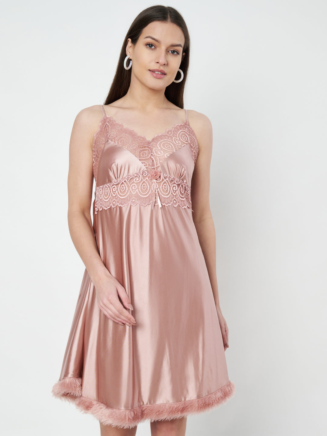 KOI SLEEPWEAR Satin Nighty with Lace Detail