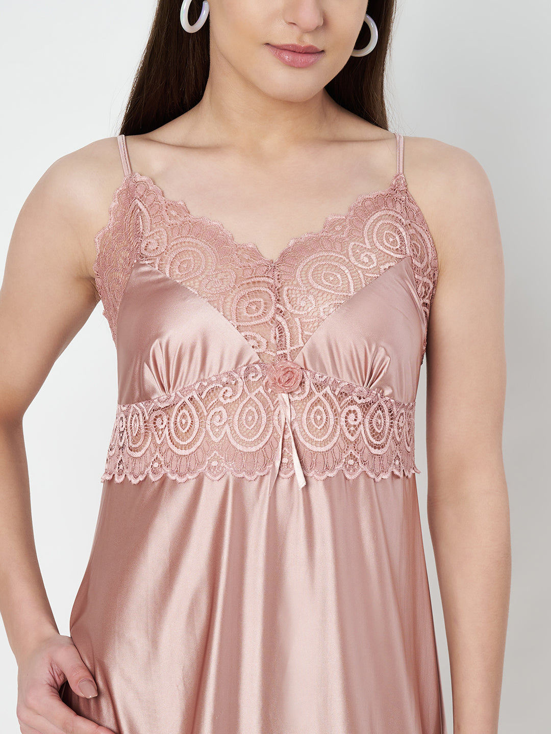 KOI SLEEPWEAR Satin Nighty with Lace Detail