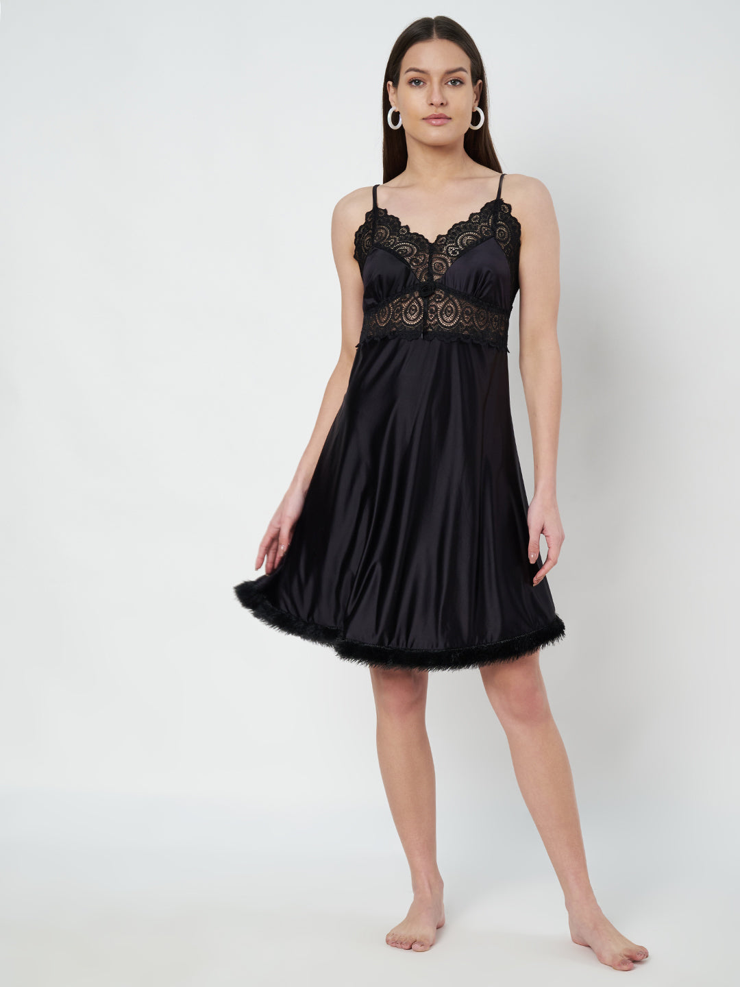 KOI SLEEPWEAR Satin Nighty with Lace Detail