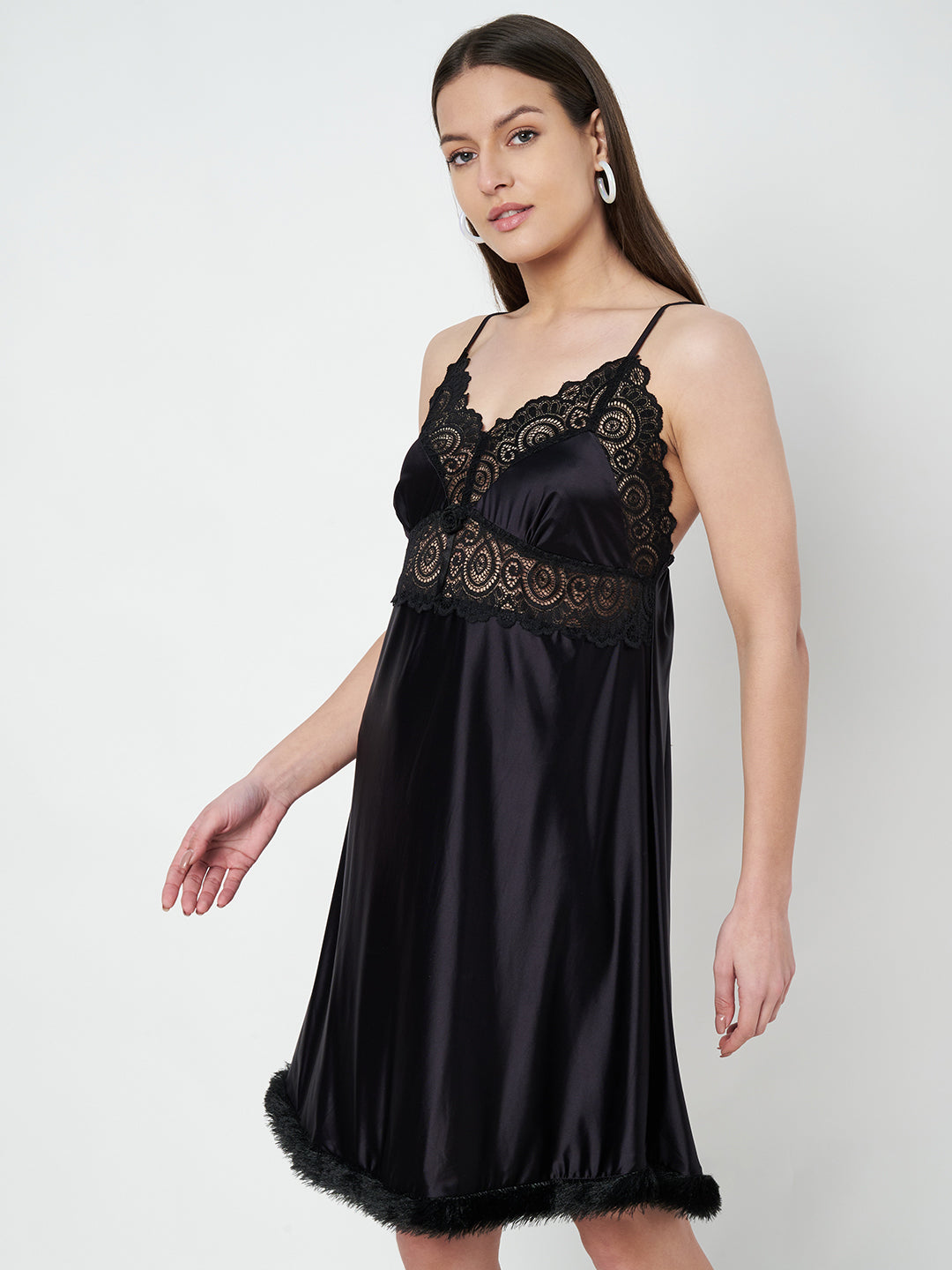 KOI SLEEPWEAR Satin Nighty with Lace Detail