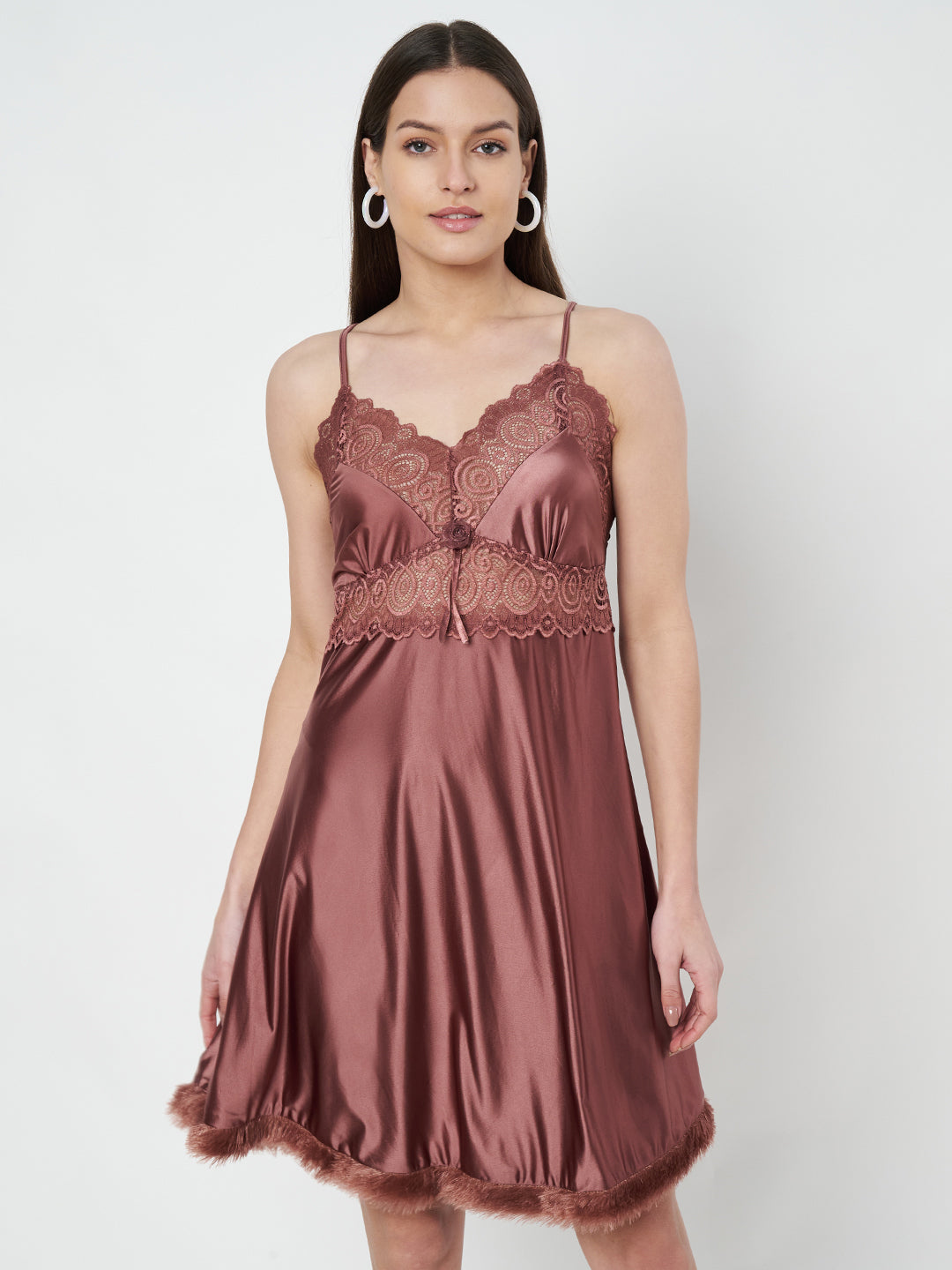 KOI SLEEPWEAR Satin Nighty with Lace Detail