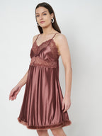 KOI SLEEPWEAR Satin Nighty with Lace Detail