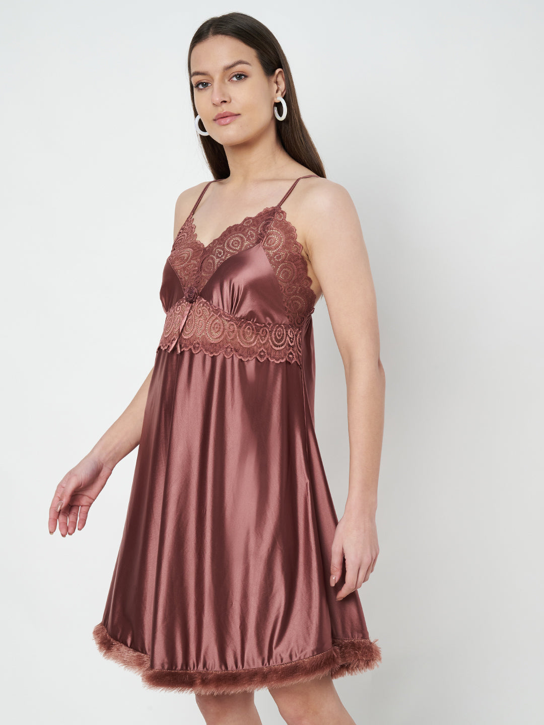 KOI SLEEPWEAR Satin Nighty with Lace Detail
