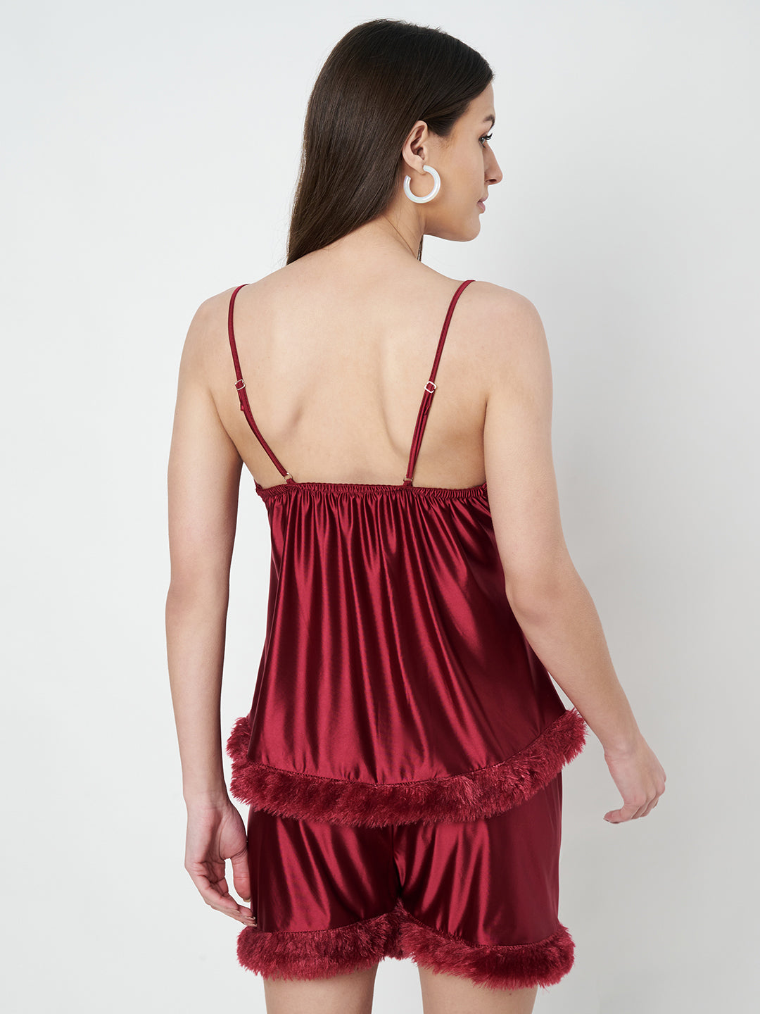 KOI SLEEPWEAR Satin Set with Fur