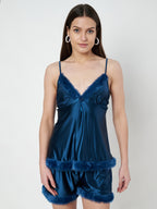 KOI SLEEPWEAR Satin Set with Fur