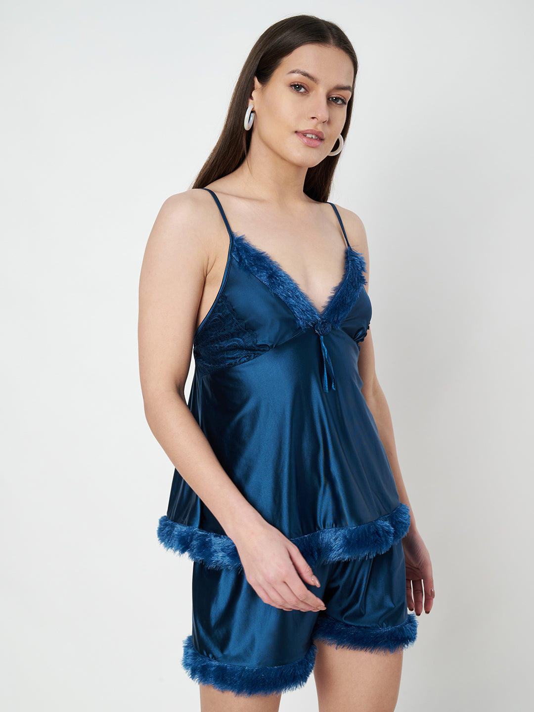 KOI SLEEPWEAR Satin Set with Fur