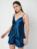 KOI SLEEPWEAR Satin Set with Fur